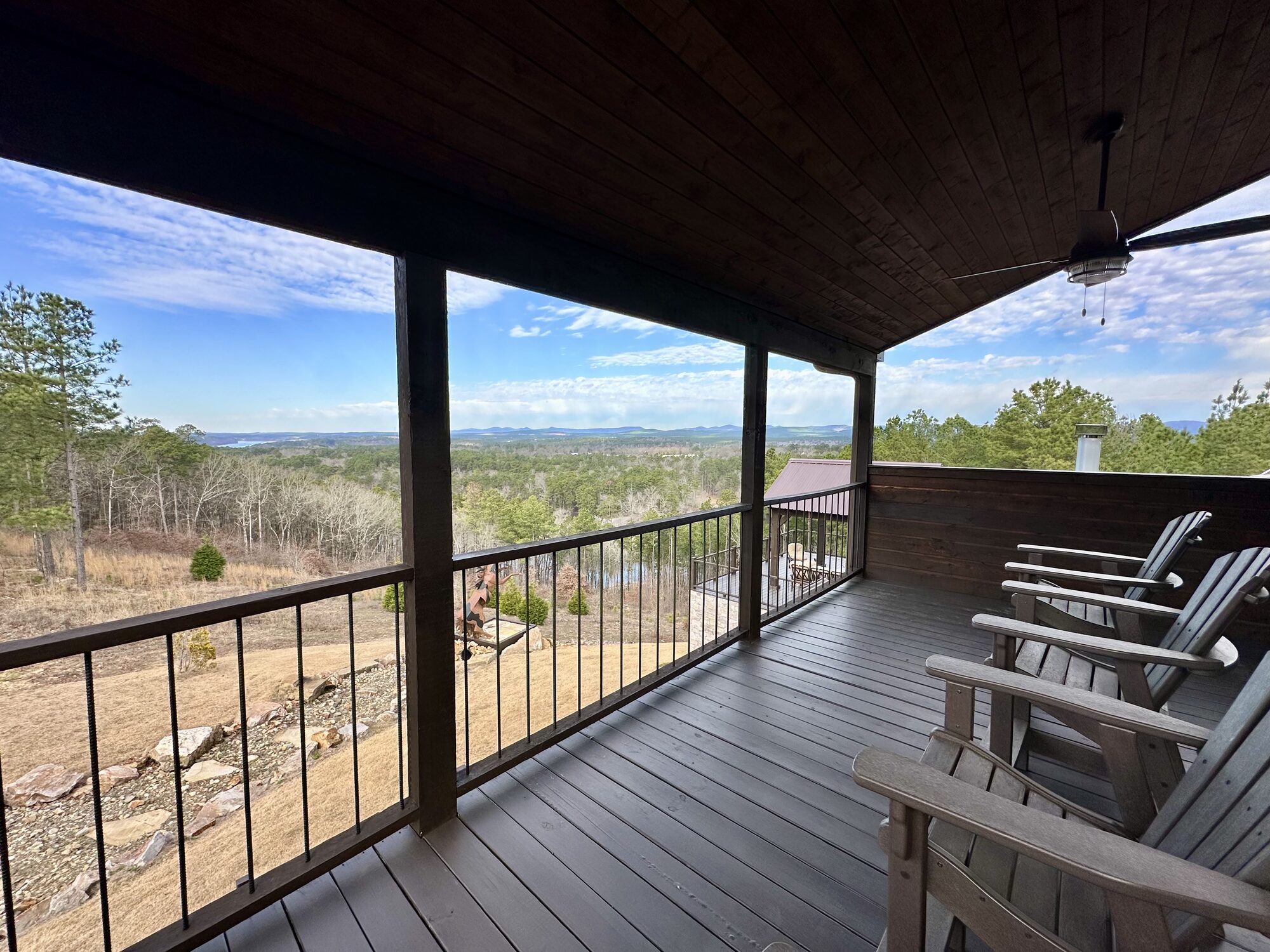 Covered deck with rocking chairs
