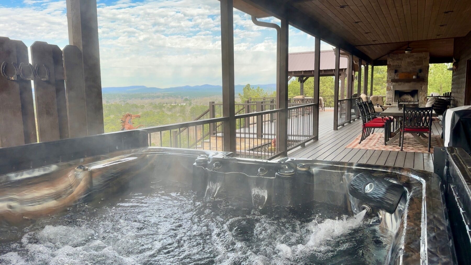 Hot tub with mountain view
