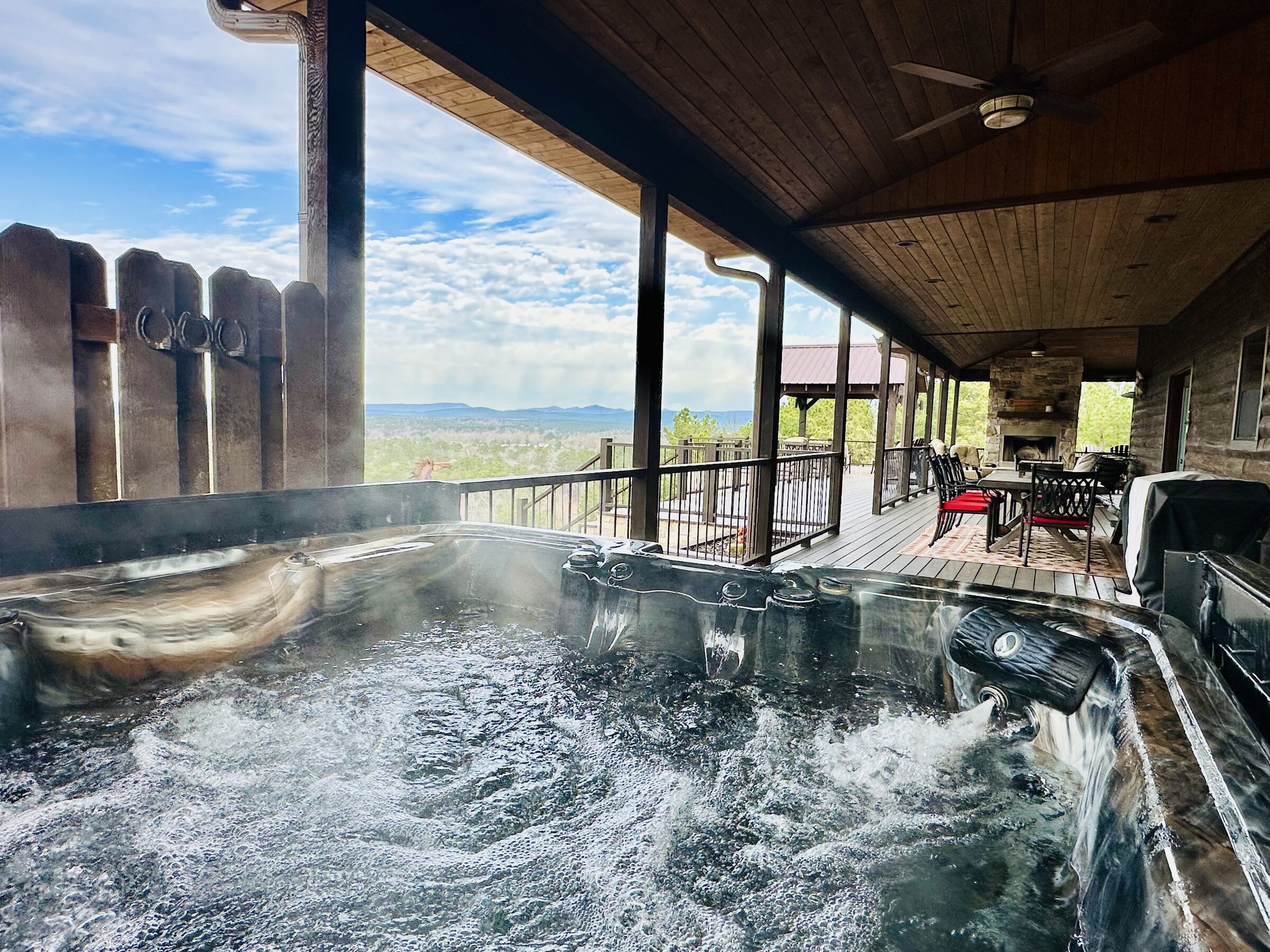 Private hot tub overlooking the mountains