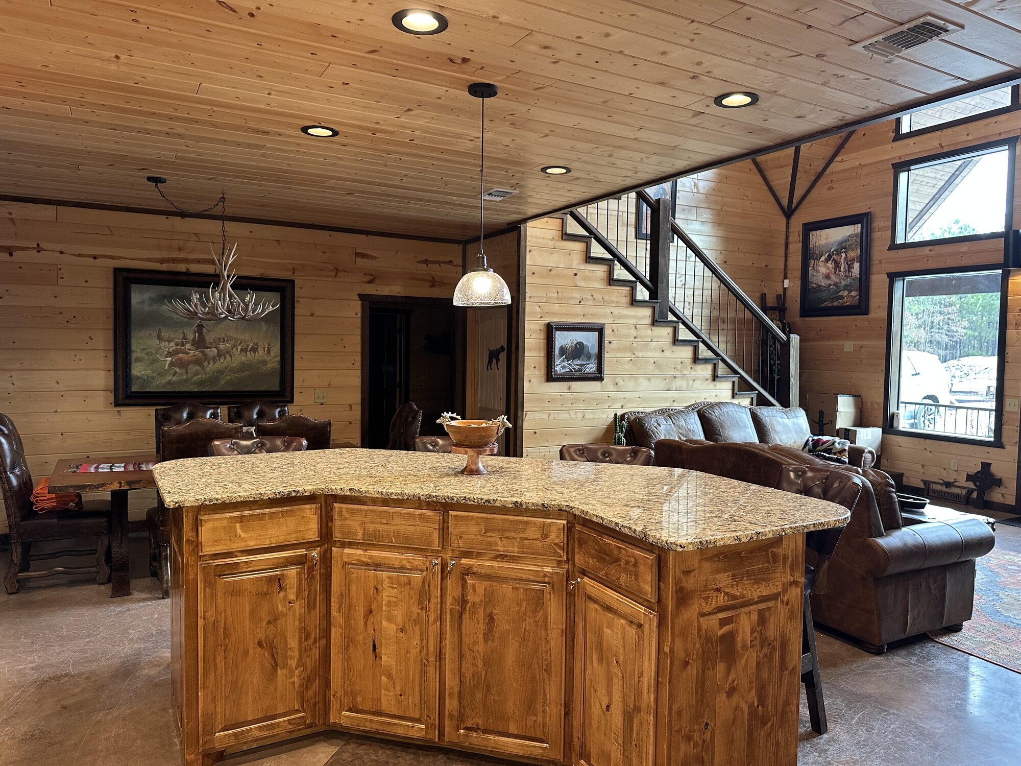 Open-concept kitchen and living